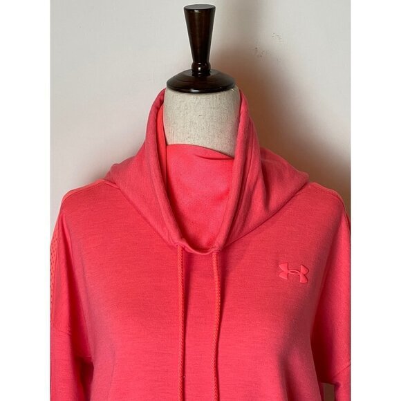 Under Armour Pink Loose Fit Drawstring Mock‎ Neck Pullover Sweatshirt S - Picture 4 of 8
